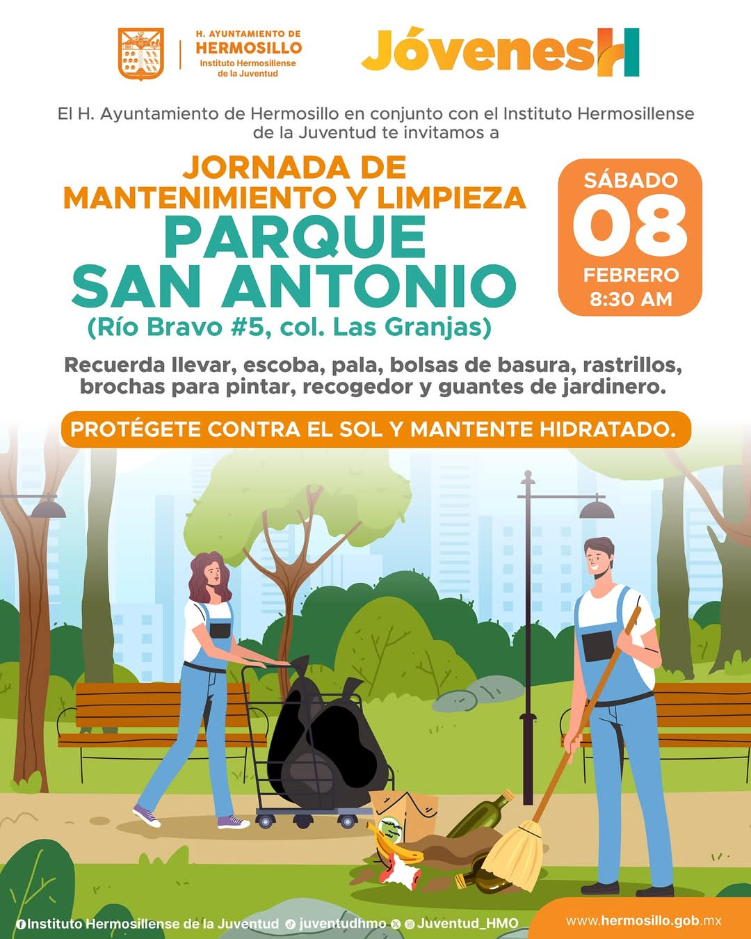 Realizará IHJ jornada de mantenimiento y limpieza en Parque San Antonio